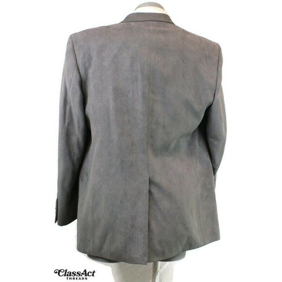Stafford 3-Button Sport Coat Suede Blazer Jacket Mens Solid Gray 46L - Picture 7 of 9
